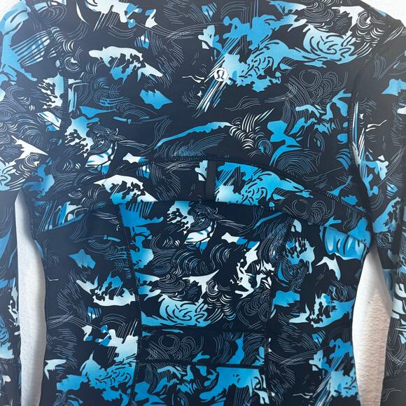 Lululemon Define Jacket Womens Size 8 Black Teal Print Full Zip Athletic - Picture 6 of 13